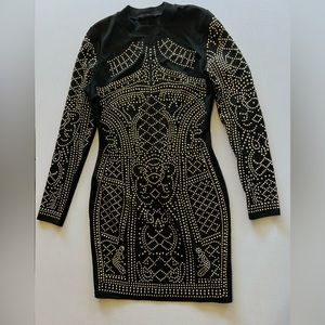Black and gold Versace style studded dress